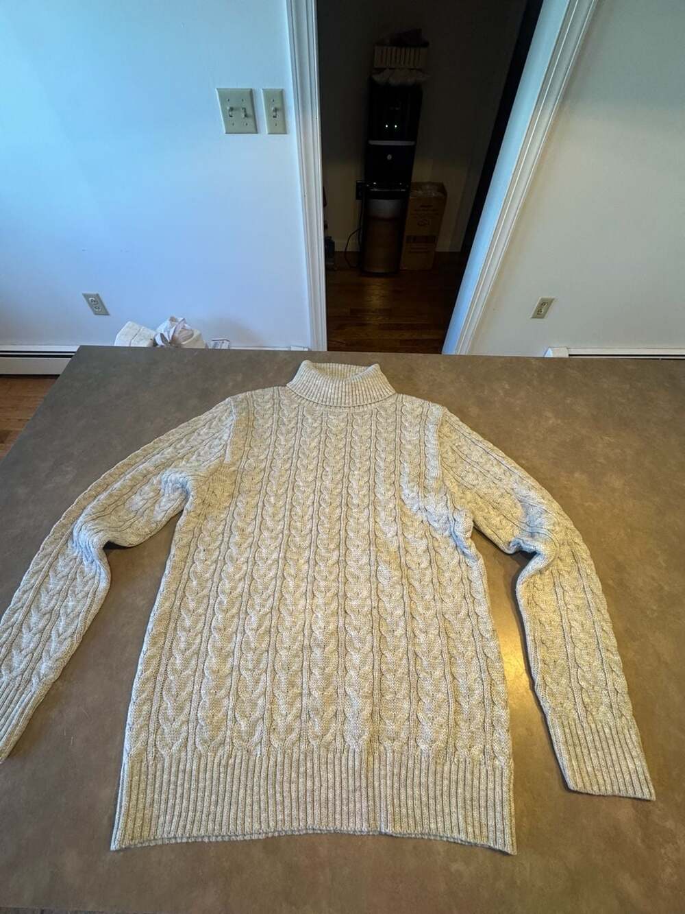 XRAY JEANS Cable Knit Turtleneck Sweater, Heather Grey, XL